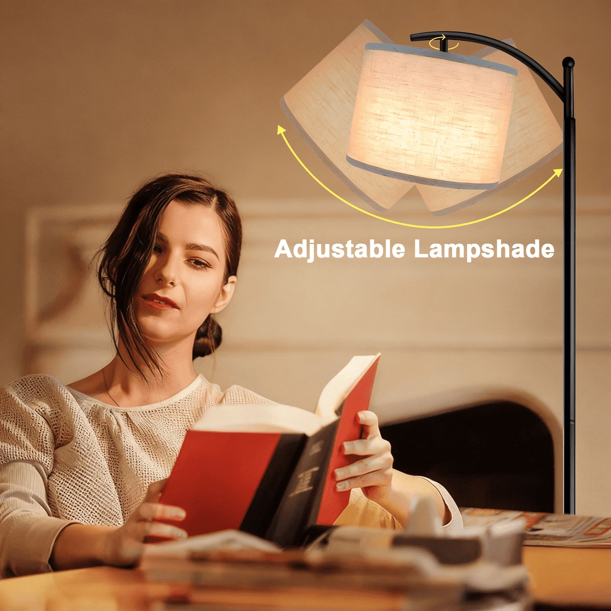 Cozylumi™ FOUKUS Arc Floor Lamp for Living Room: 16 Color LED Modern Tall Black