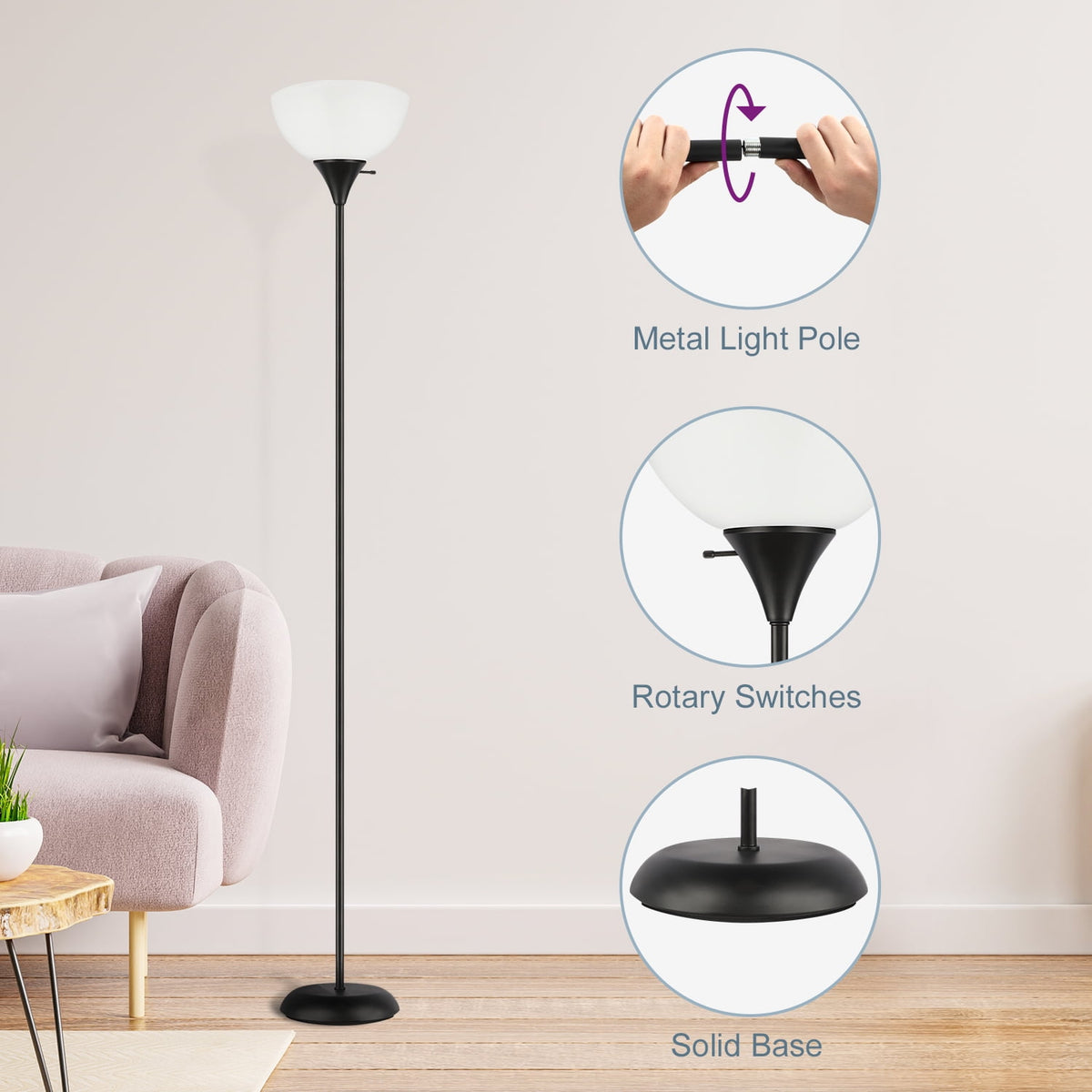 Cozylumi™ 71" Floor Lamp with Remote, 4 Color Temperature Modern LED Standing Light for