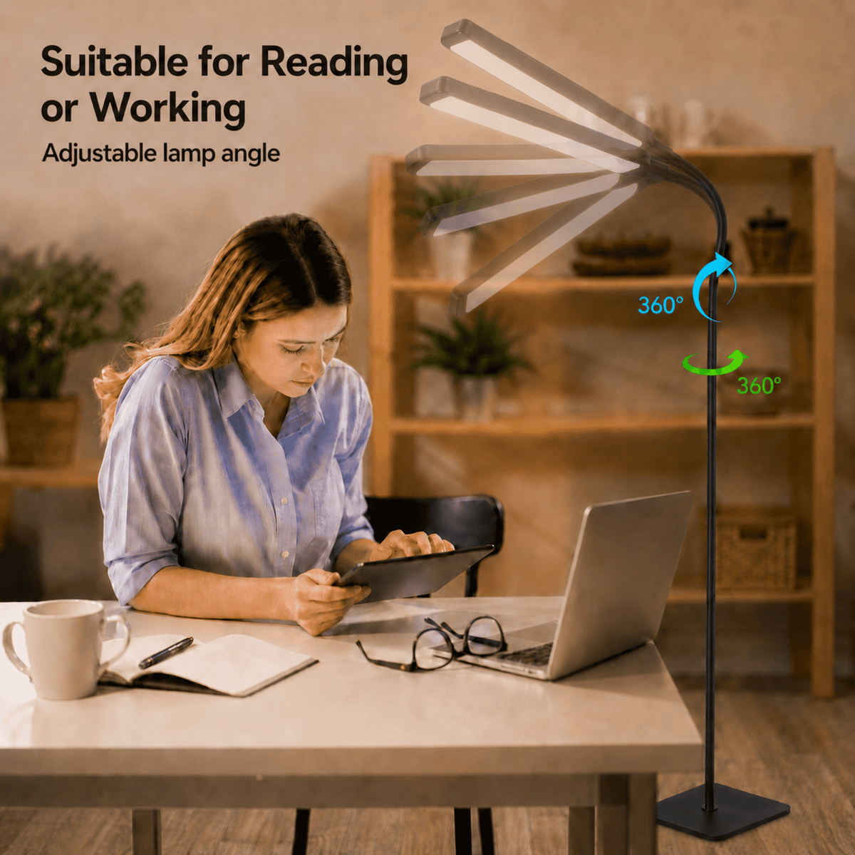 Cozylumi™ MEHOOM LED Floor Lamp, 1200lm Bright Reading Lamp with 3 Colors & Dimmer