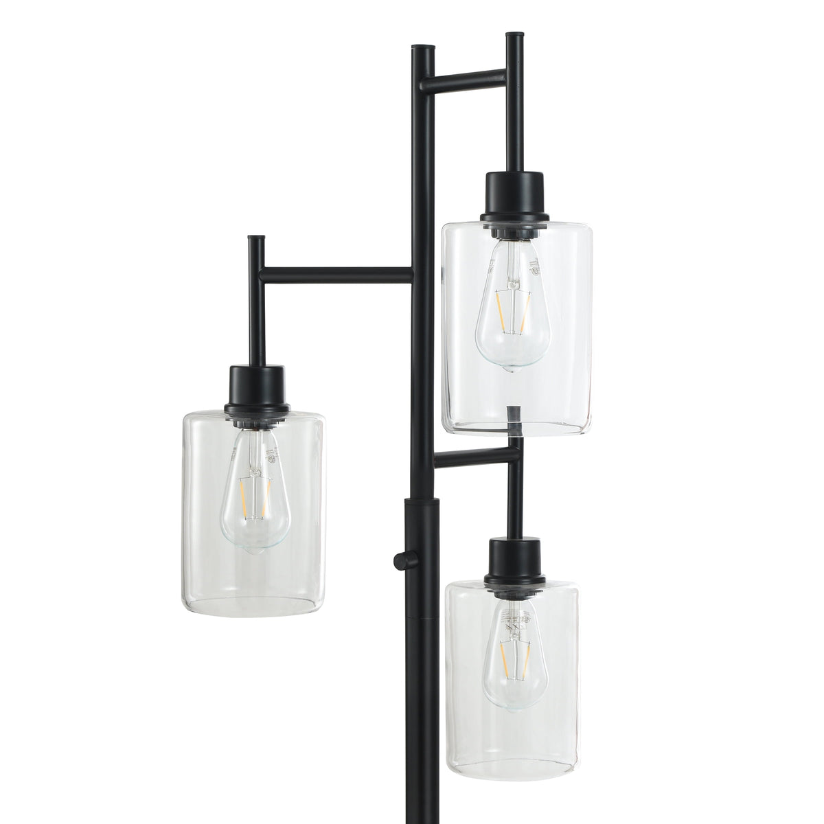 Cozylumi™ 63.5 in 3 Light Contemporary Black Floor Lamp Clear Glass