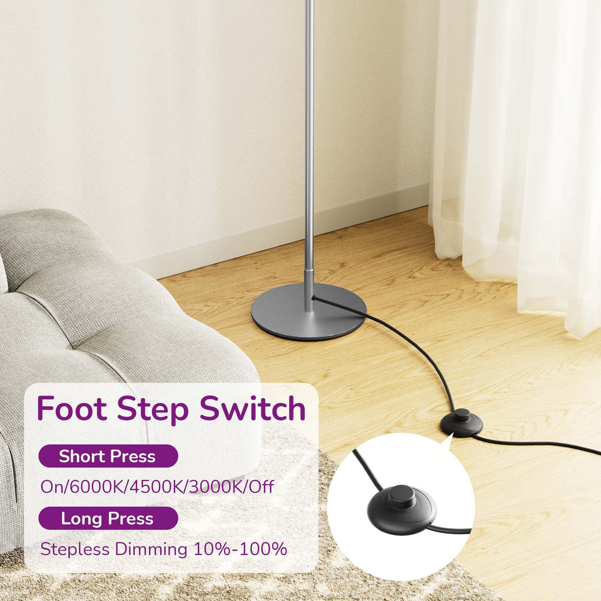 Cozylumi™ Modern LED Corner Floor Lamp Set of 2 with 2 Remote for Living Room