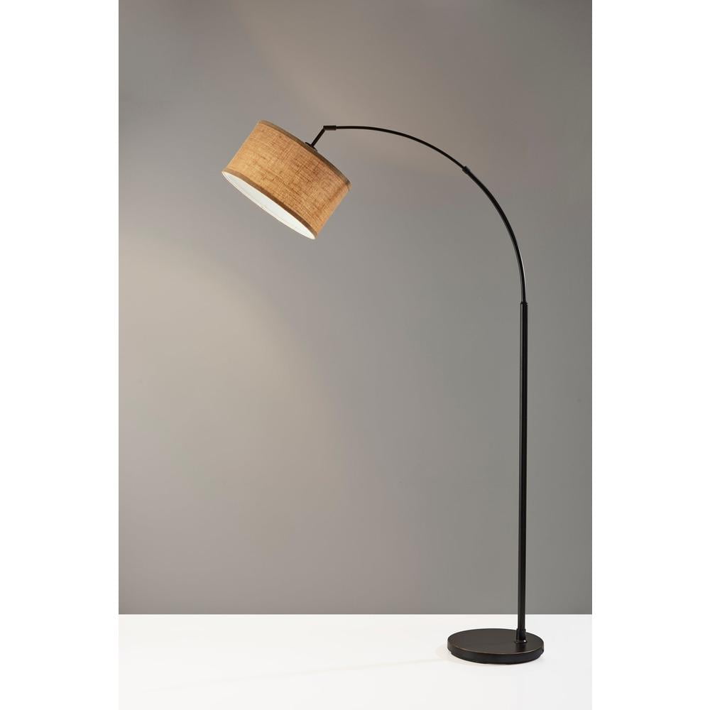 Cozylumi™ 68? Traditional Rotary Switch Antique Bronze Arc Floor Lamp with Burlap Drum