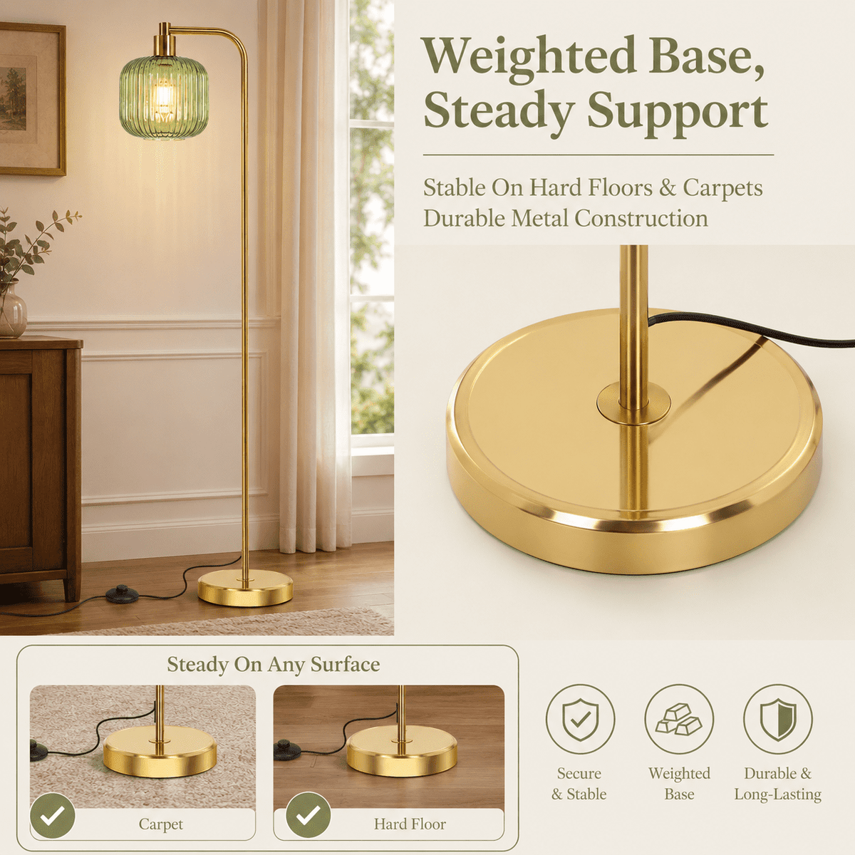 Cozylumi™ Laybasic Vintage Floor Lamps for Living Room, Mid Century Modern Standing