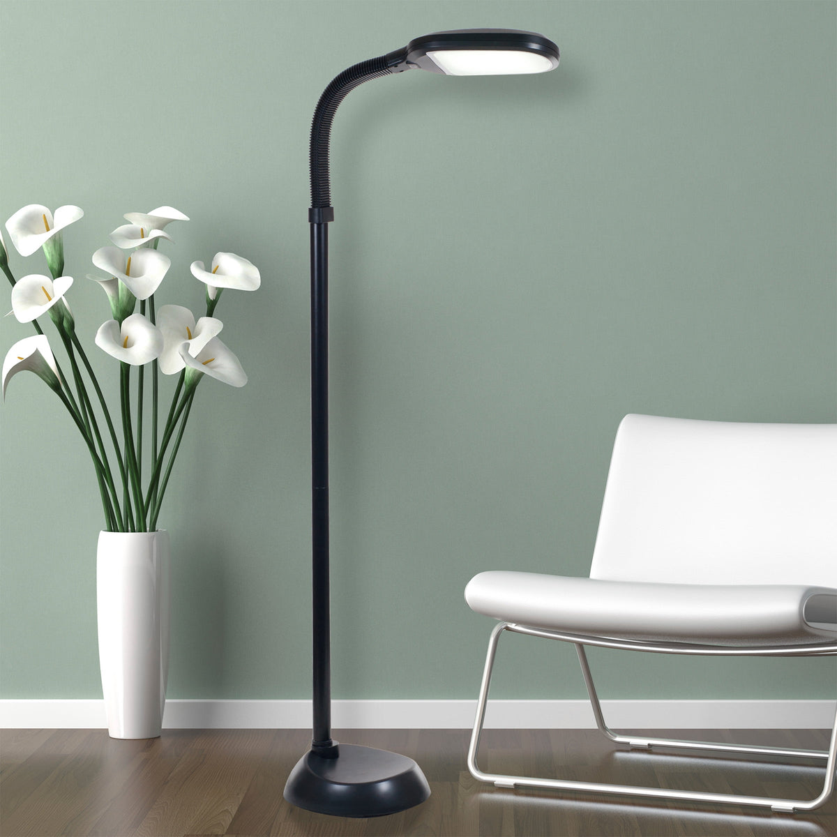 Cozylumi™ Natural Sunlight LED Floor Lamp with Bendable Neck 60 Inch Black