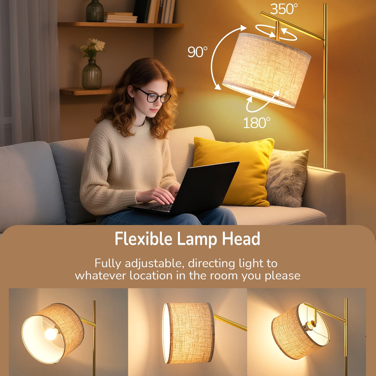 Cozylumi™ 64.7in Floor Lamps for Living Room, Metal Standing Lamp with Foot Switch for