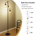 Cozylumi™ DRNANLIT 3-Light Industrial Floor Lamp with Clear Glass Shades, Black