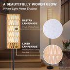 Cozylumi™ Coliware 63? Rattan Floor Lamp, Black Modern Standing Lamp with Pull Chain