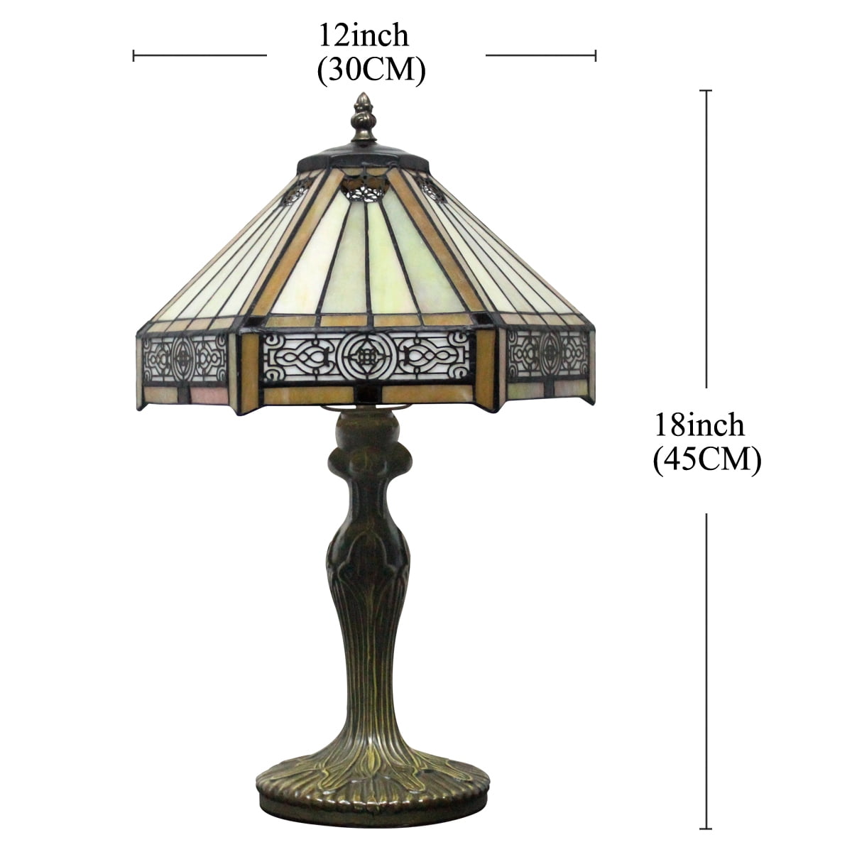 Tiffany Lamp Bedside Table Lamp Yellow Hexagon Stained Glass Mission Style Reading Desk Light 18" Tall Lover Livingroom Bedroom Library Banker Hotel Luxurious Victorian WERFACTORY LED Bulb Included