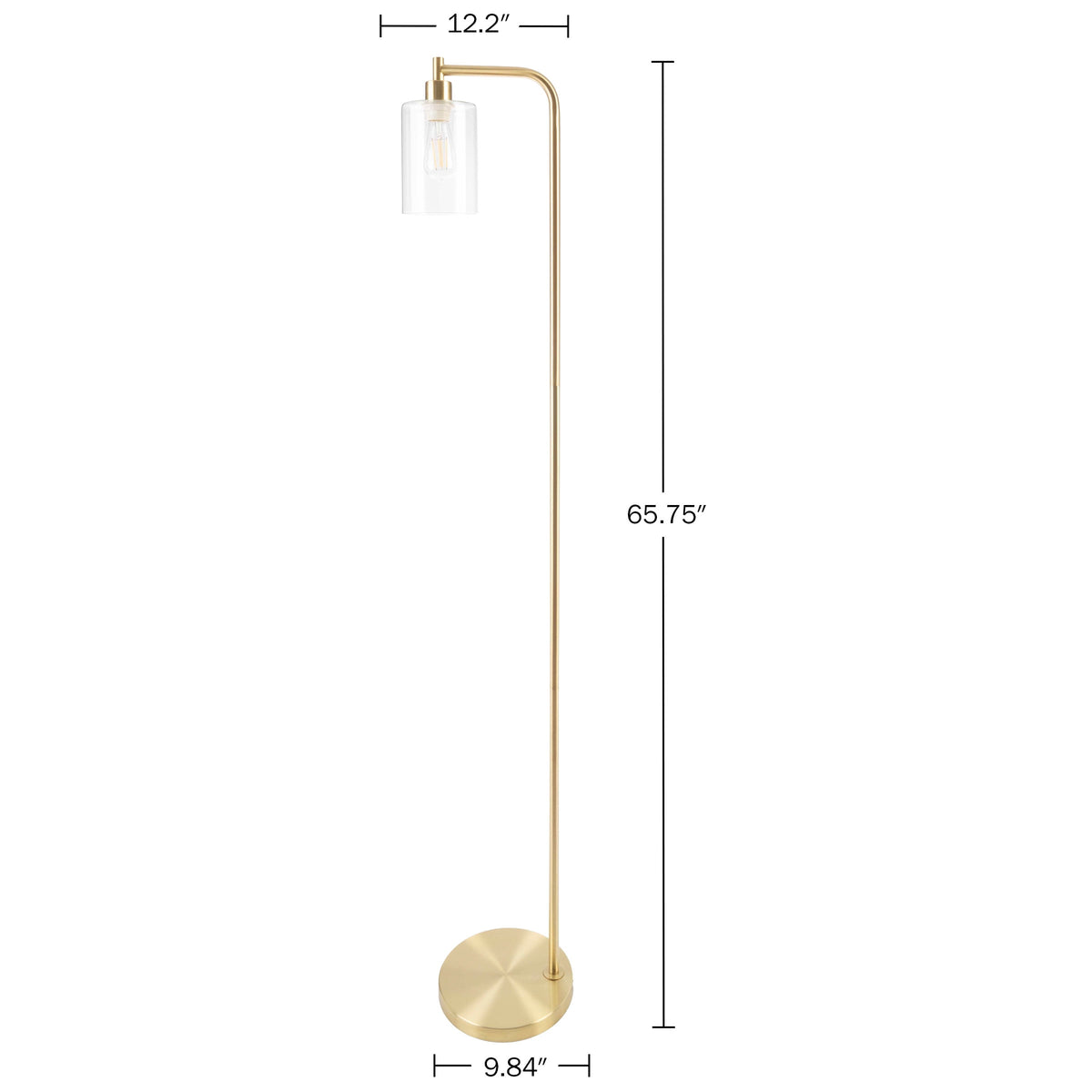 Cozylumi™ 65-inch Modern Floor Lamp with Glass Shade and LED Edison Bulb Gold