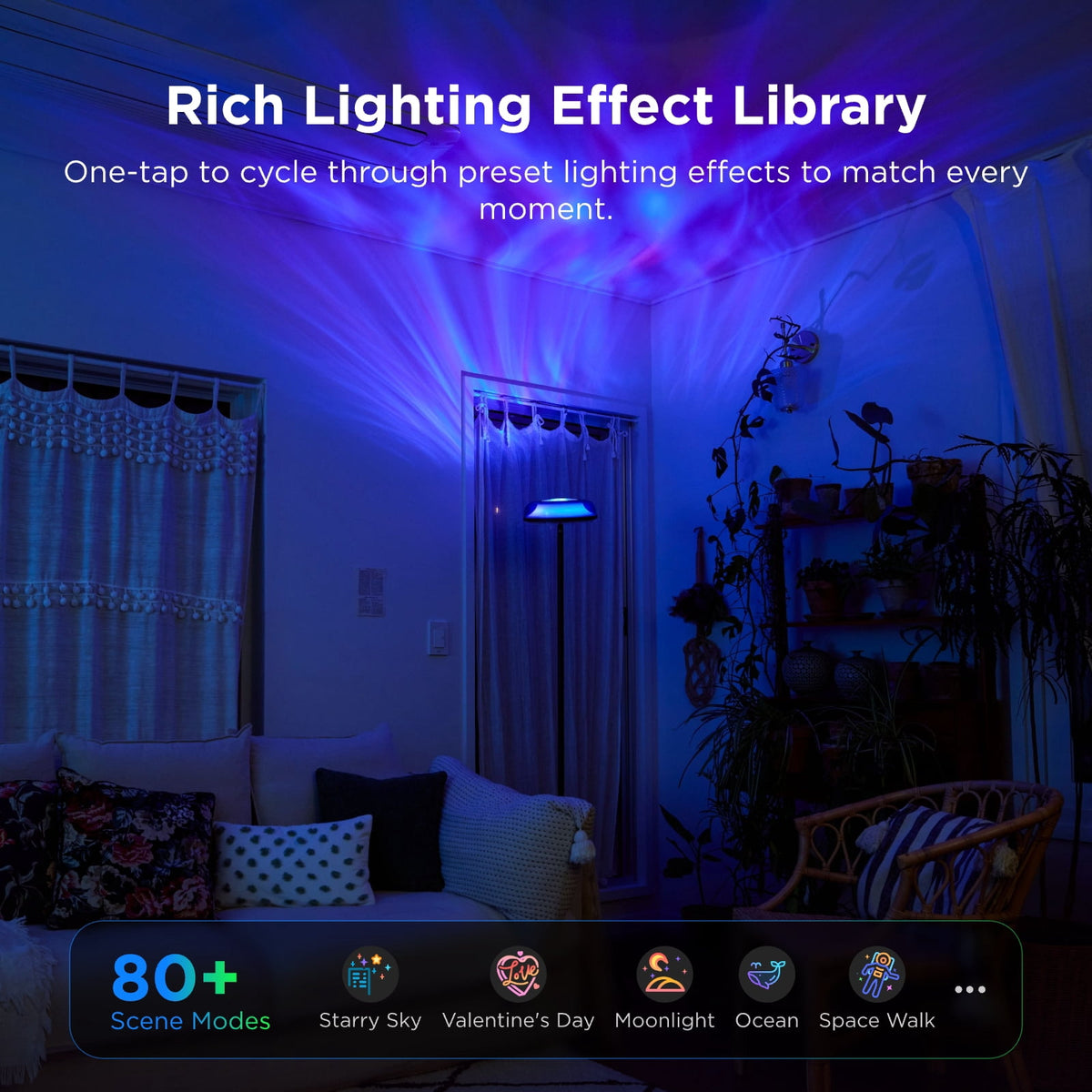 Cozylumi™ Govee Floor Lamp RGBIC Ripple Projector Modern Style - LED, Dimmable, 1000lm