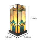 GREGORY Tiffany-glass Accent Pedestal 1 Light Mission table lamp 11" Tall