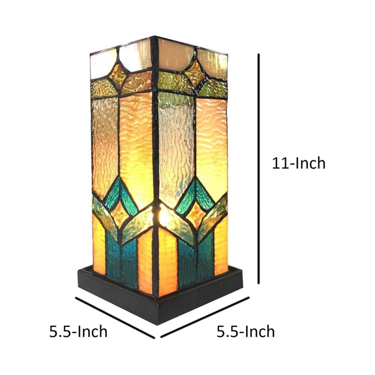 GREGORY Tiffany-glass Accent Pedestal 1 Light Mission table lamp 11" Tall
