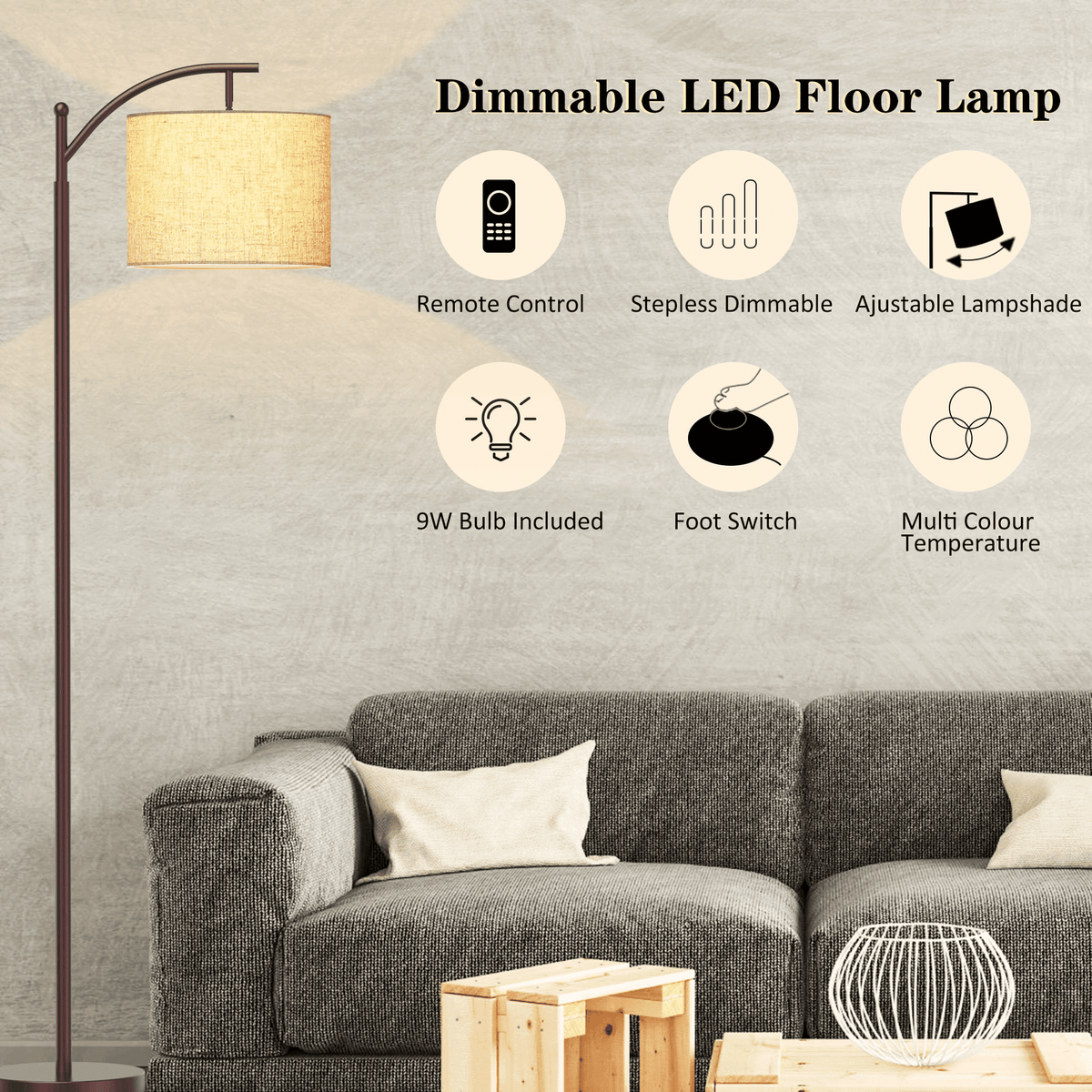 Cozylumi™ HadinEEon Floor Lamp, Standing Lamp Tall with Remote Control for Living Room