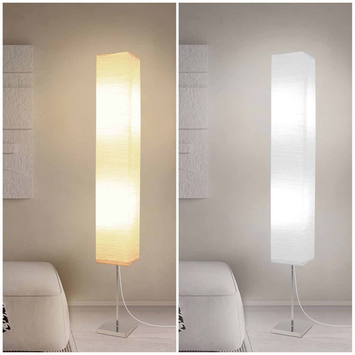 Cozylumi™ HonoDing Modern Paper Floor Lamp 59-inch Squarewith Rice Paper Lampshade