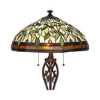 Robert Louis Tiffany Vintage Mission Floor Lamp Standing 60" Tall Bronze Leaf and Vine Stained Art Glass Shade for Living Room Bedroom Office House