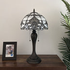 Tiffany Table Lamp White Stained Glass Baroque Style LED Bulbs Included Bedroom Living Room 12"W*12"D*22"H