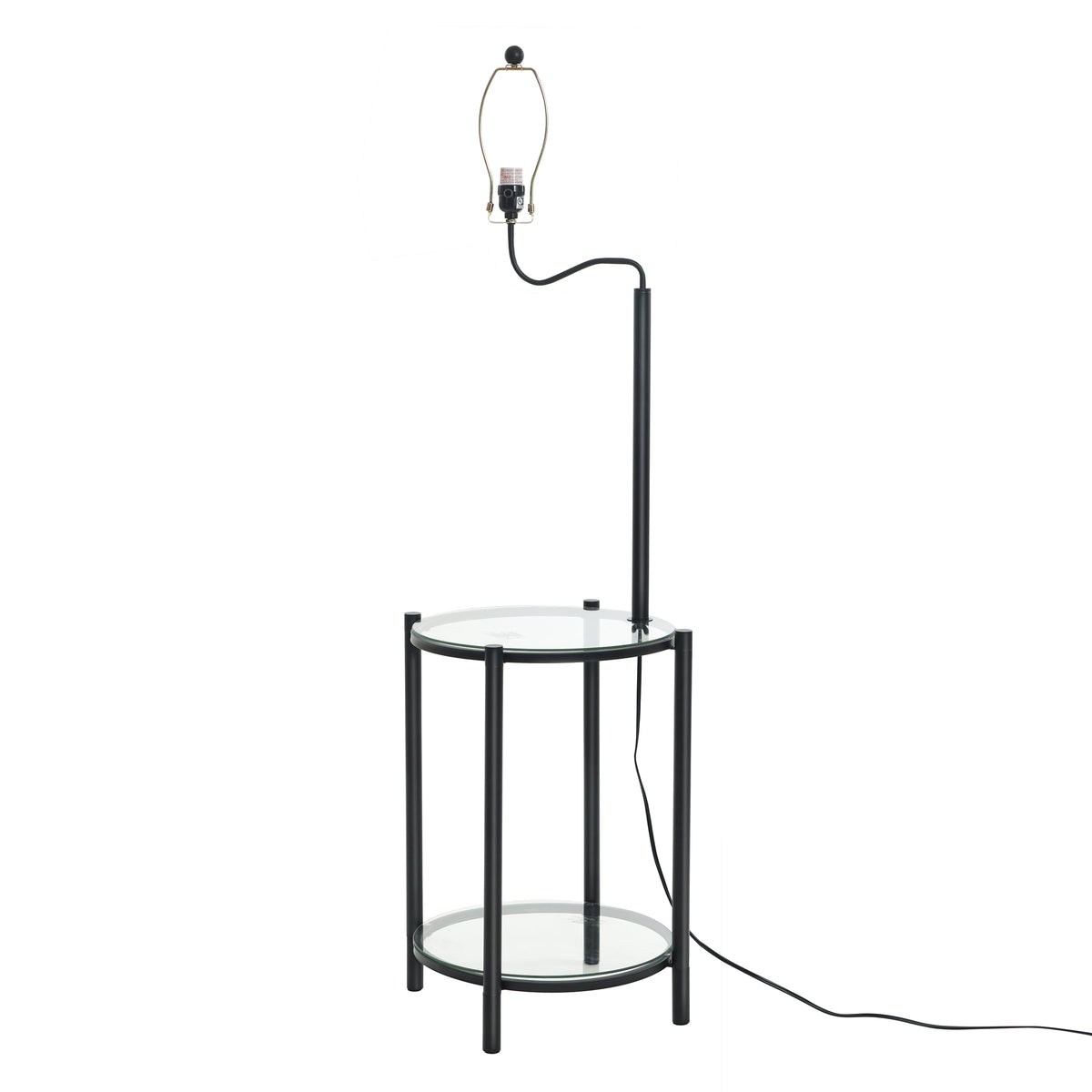 Cozylumi™ Glass End Table Floor Lamp with White Shade, Matte Black, 17"L x 17"W x 54"H