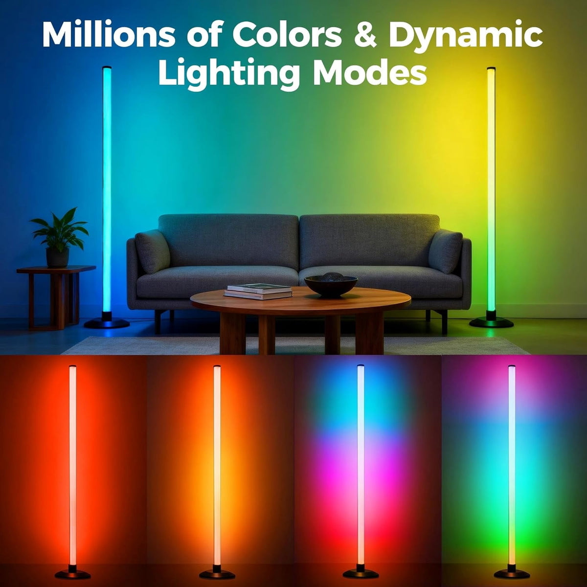 Cozylumi™ Corner Floor Lamp, Smart LED Floor Lamps with App & Remote Control, Music