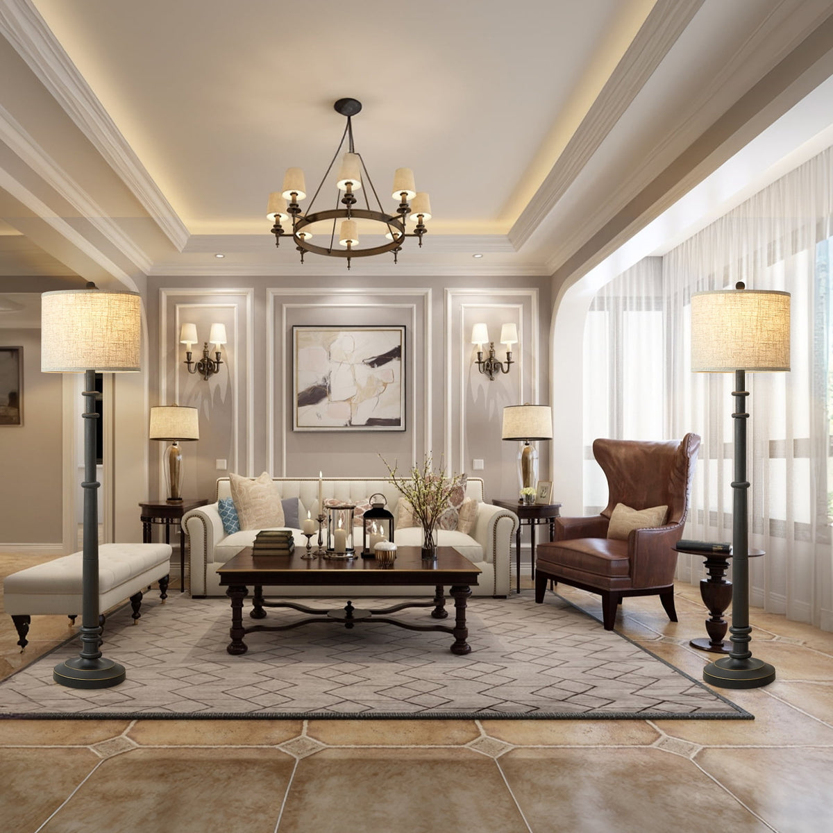 Cozylumi™ Floor Lamps for Living Room,60" Vintage Farmhouse Floor Lamp 3-Color