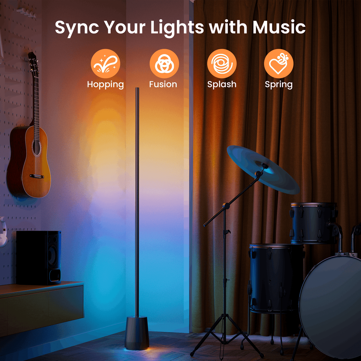 Cozylumi™ HadinEEon Corner Floor Lamp, 1500lm RGBW Corner Lamp Work with Alexa & Google