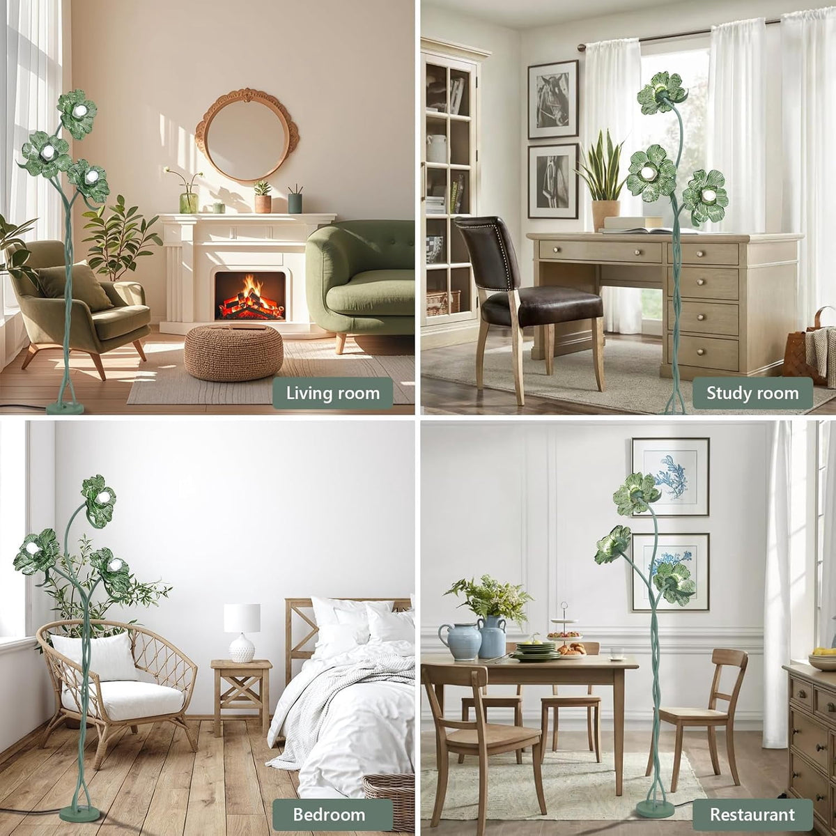 Cozylumi™ Vintage Flower Floor Lamp for Girls' Bedroom, Cute 3 Heads Floor Reading