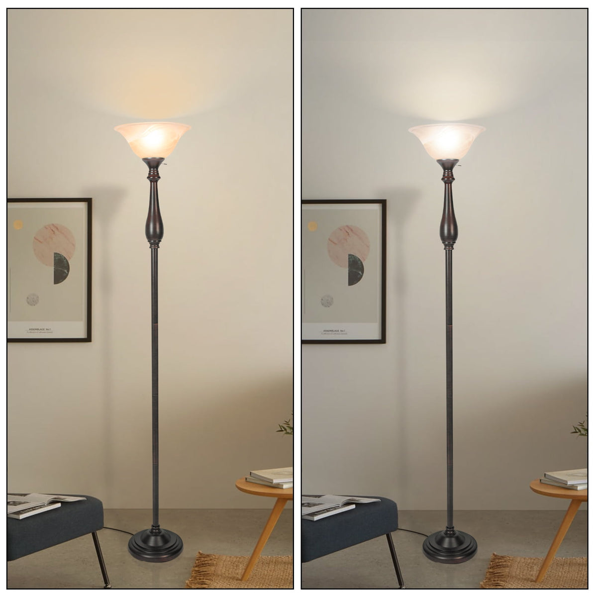 Cozylumi™ HonoDing Floor Lamp for Living Room, Standing Lamp with Glass Shade,Tall