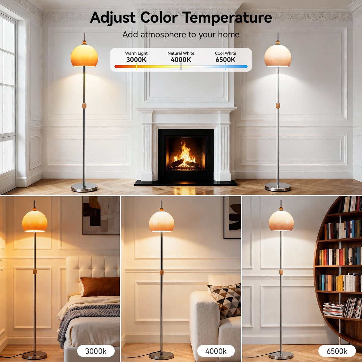Cozylumi™ Glass Floor Lamps for Living Room, Modern Floor Lamps with Glass Shade &