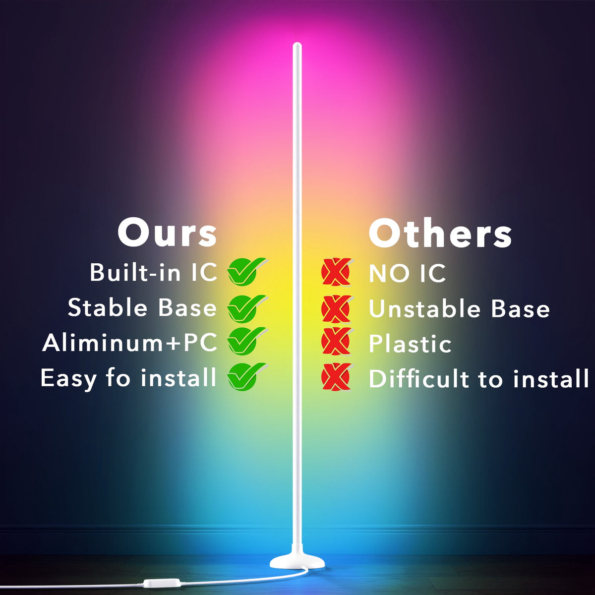 Cozylumi™ VIPLIKE Led Corner Floor Lamp,Smart APP&Remote Control Colors Changing Lamps