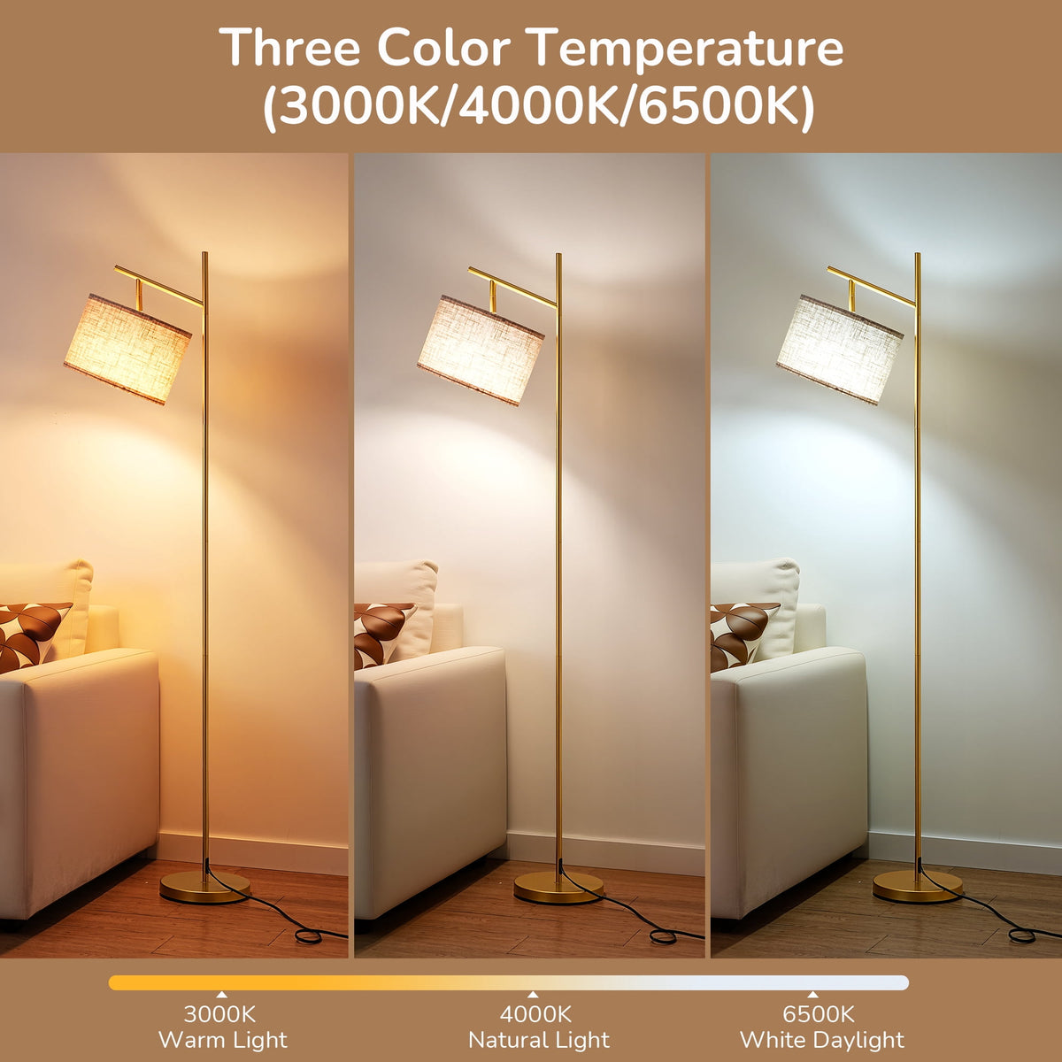 Cozylumi™ 64.7in Floor Lamps for Living Room, Metal Standing Lamp with Foot Switch for