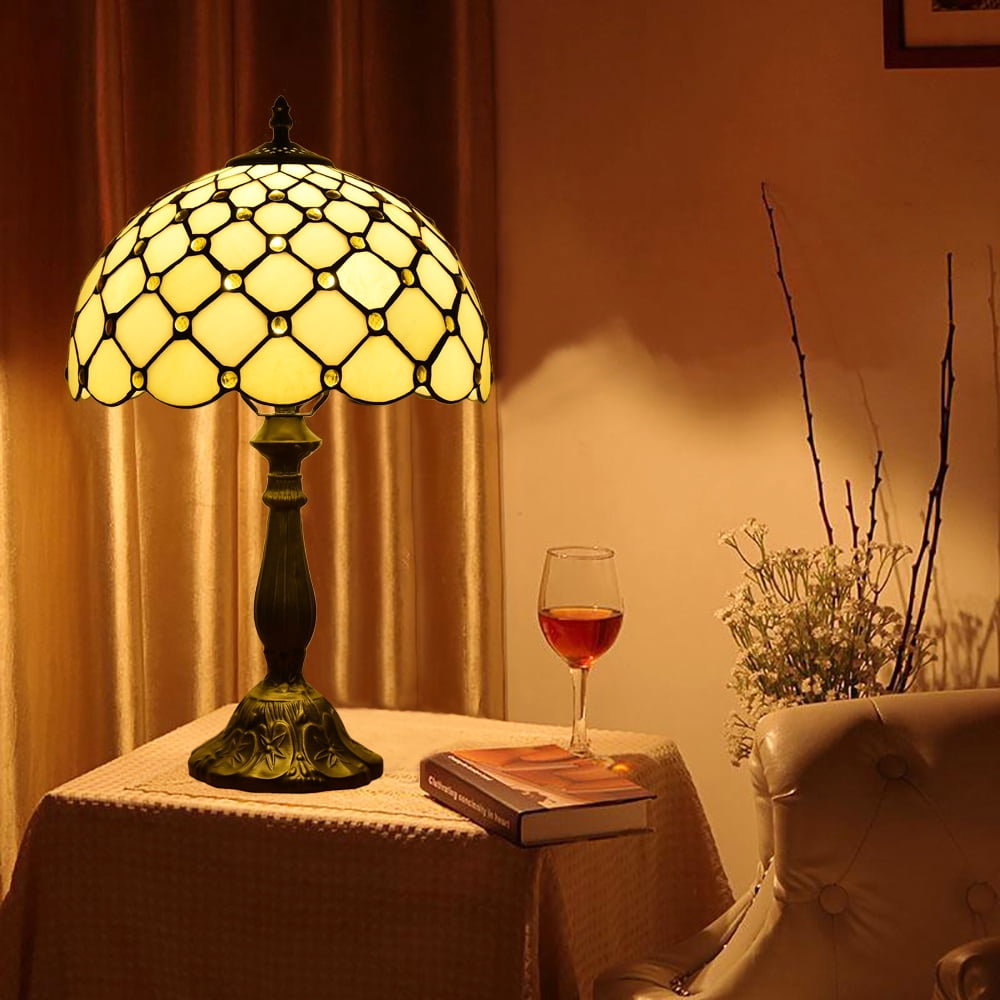 Orinova Tiffany Style Table Lamp Bedside LED Lamp Shades Bedroom Stained-Glass 18.1'' H Multi-Color