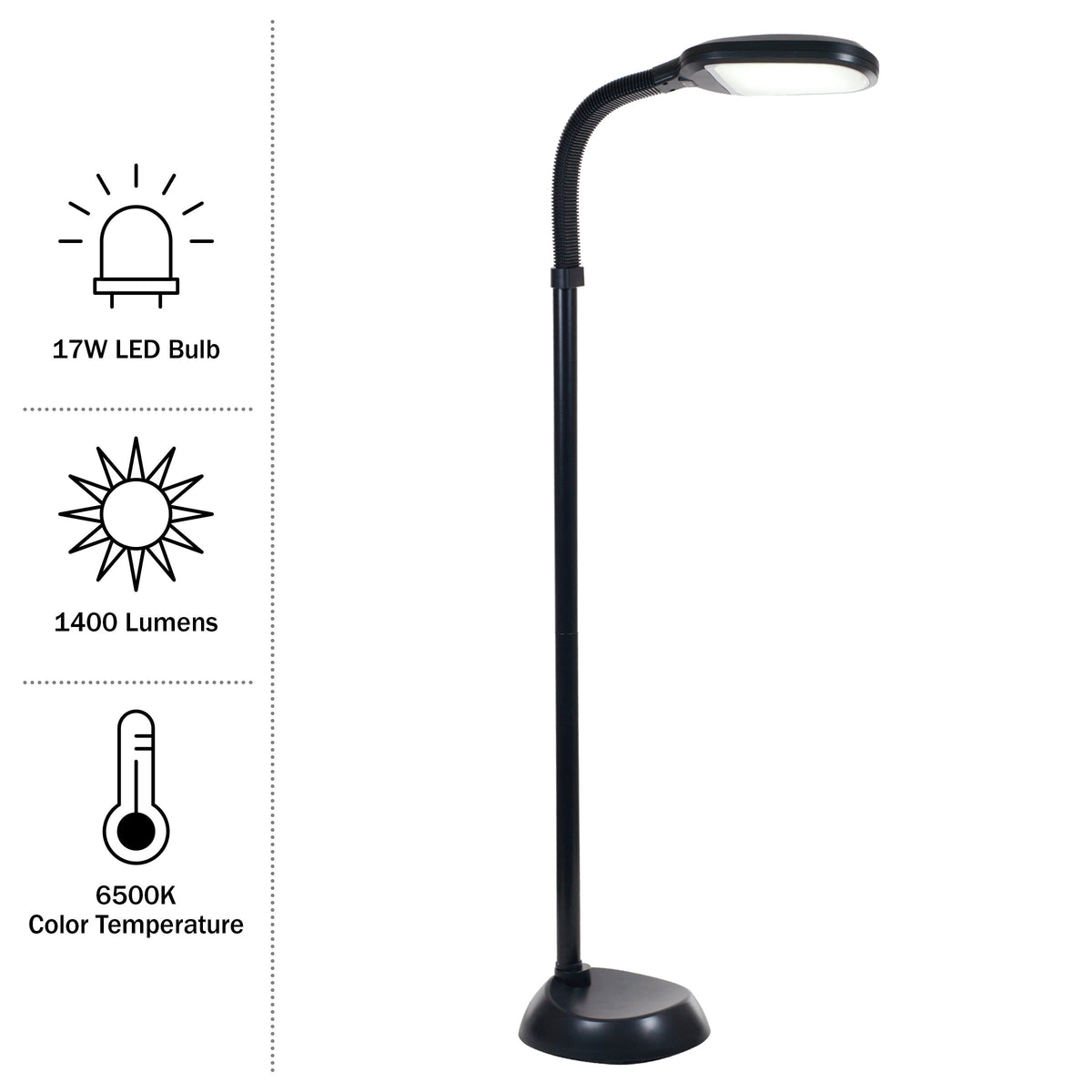 Cozylumi™ Adjustable LED Floor Lamp with Bendable Neck - Natural Sunlight LED Lamp for