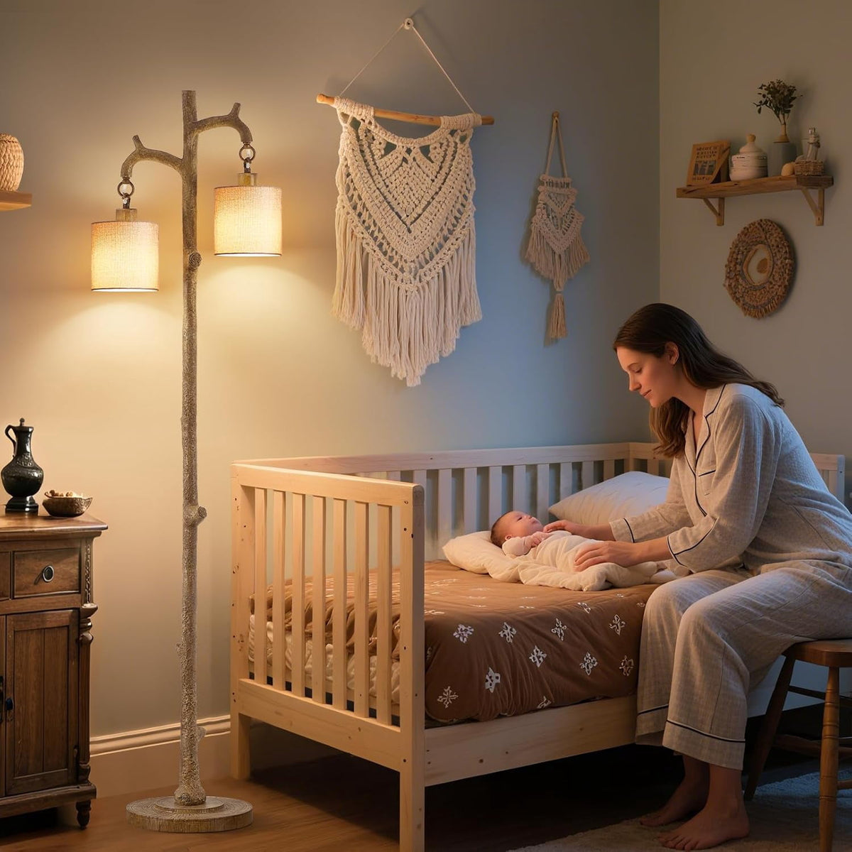Cozylumi™ Floor Lamp for Living Room - 69" Rustic Farmhouse Tree Trunk Tall Lamp