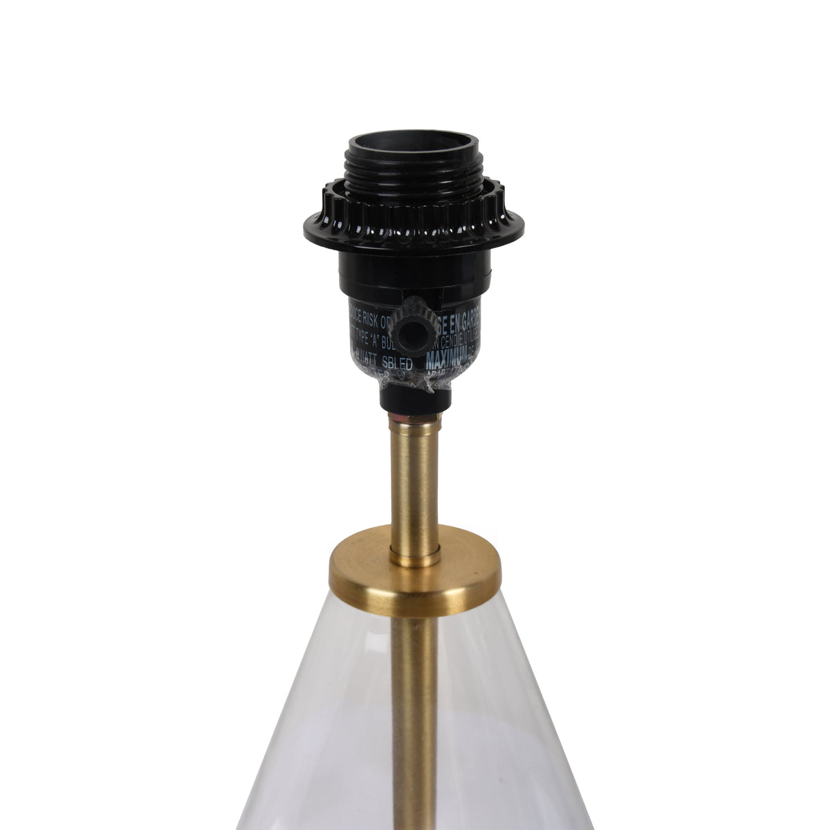 Cozylumi™ 18 in Clear Glass Table Lamp with Brass Metal Base and Beige Shade
