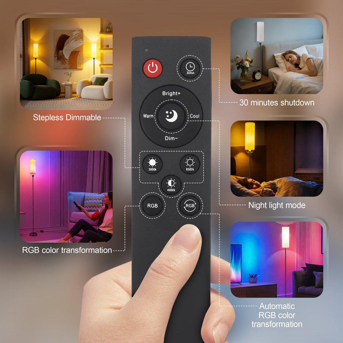 Cozylumi™ RELOIVE LED Floor Lamp,68.1? Dimmable Standing Tall Lamp with APP Control &