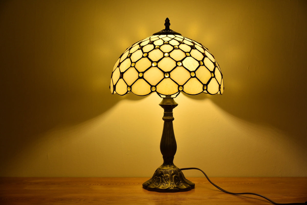 Orinova Tiffany Style Table Lamp Bedside LED Lamp Shades Bedroom Stained-Glass 18.1'' H Multi-Color