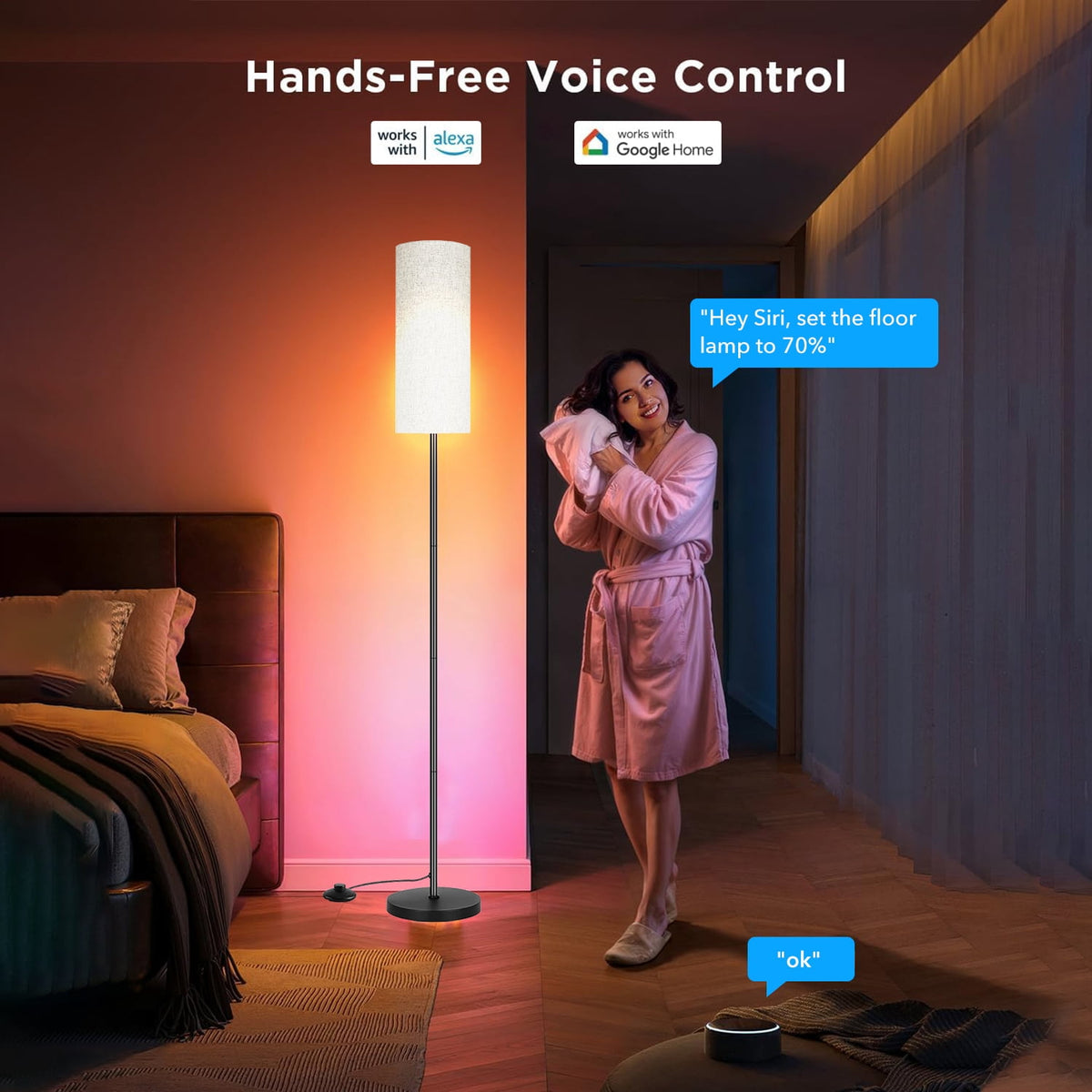 Cozylumi™ BN-LINK RGB Floor Lamp with Timer, Corner Lamp with Music Sync and 16 Million