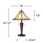 Robert Louis Tiffany Landford Traditional Mission Accent Table Lamp 22 1/2" High Bronze Stained Art Glass Shade for Bedroom Living Room Bedside Office