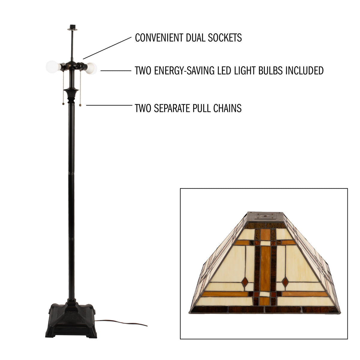 Cozylumi™ 61? Tiffany Style Floor Lamp - Standing Lamp for Bedroom and Living Room with