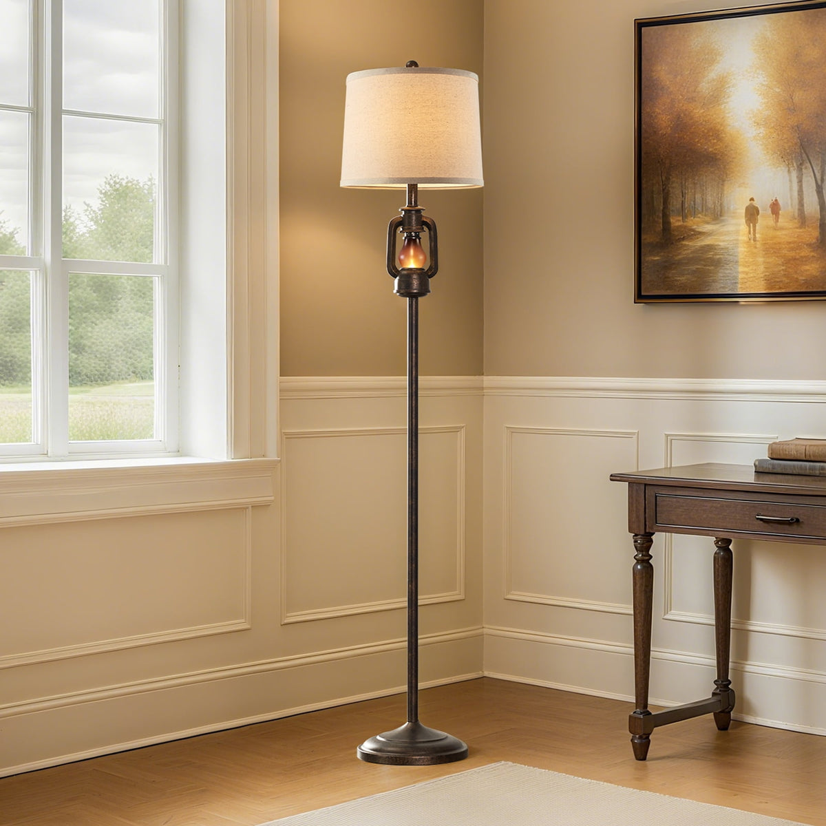 Cozylumi™ JUJUYUYOP 63" Linen Lampshade Living Room Floor Lamp with Lantern-Style Night