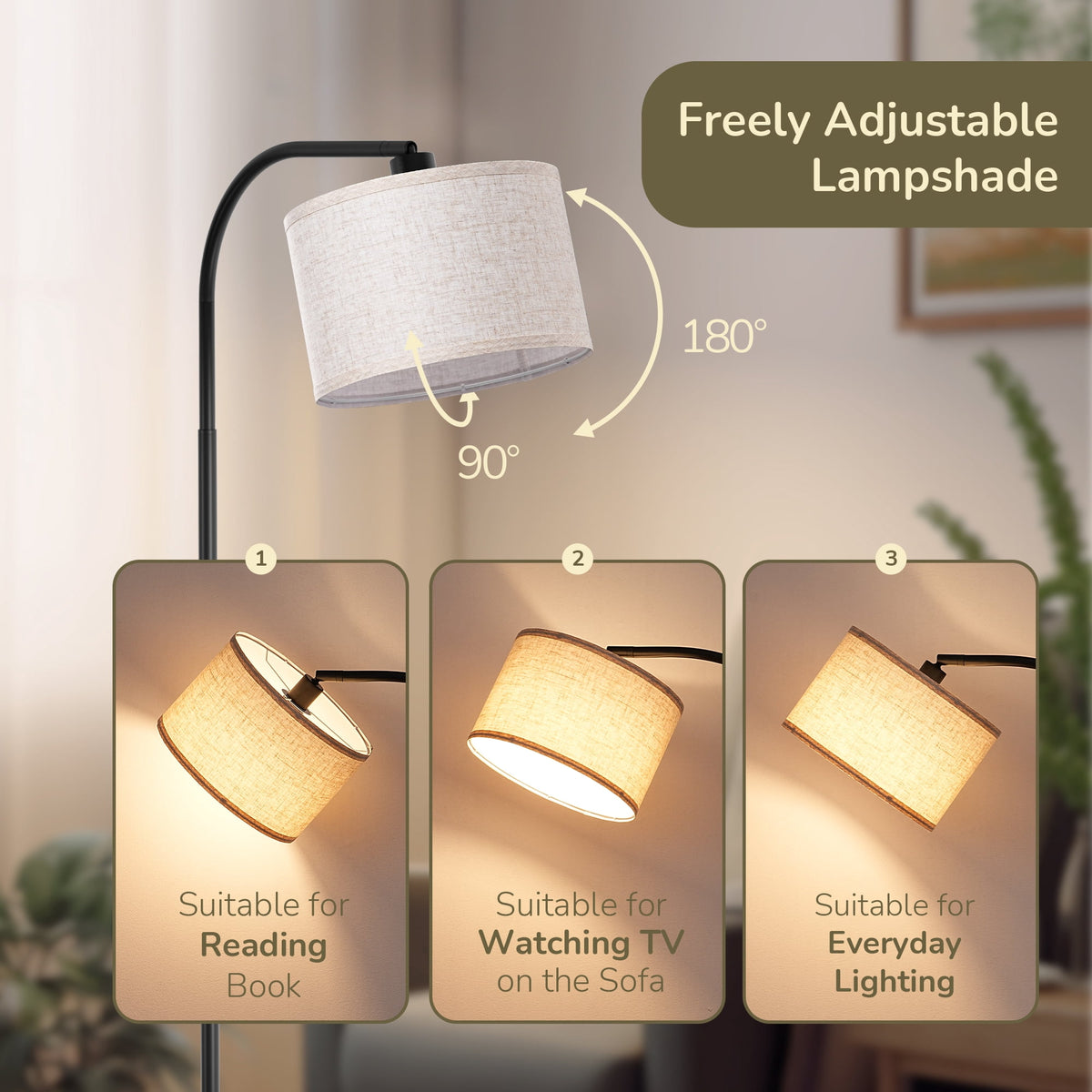 Cozylumi™ DEWENWILS 63.4in Modern Floor Lamps with Remote for Living Room, Adjustable
