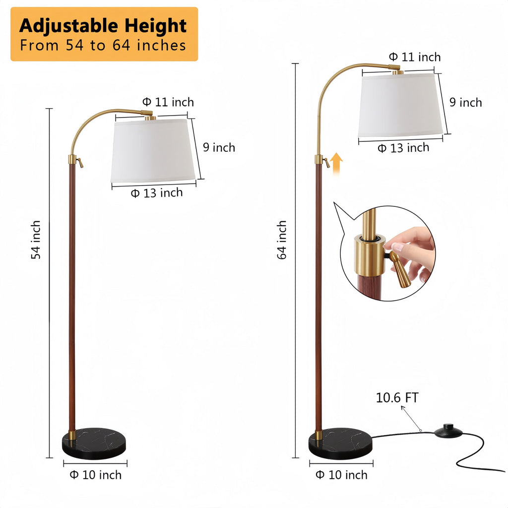 Cozylumi™ RORIA 64? Modern Floor Lamp, Height Adjustable Curved Standing Lamp,for