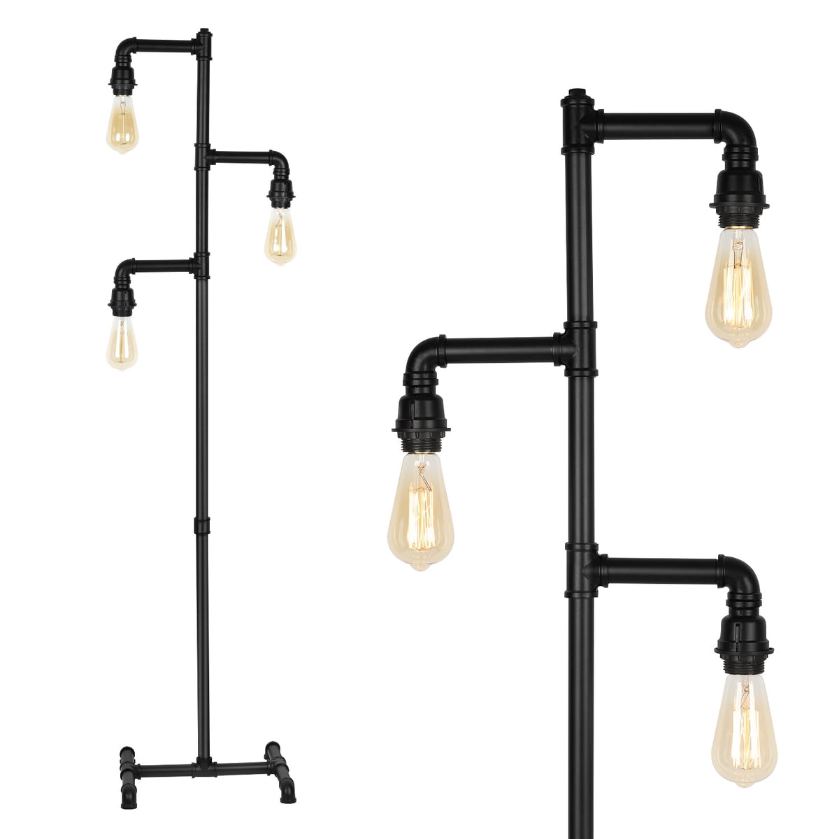 Cozylumi™ Industrial Tree Floor Lamp with 3 Adjustable Rotating Lights, E26 Edison Bulb