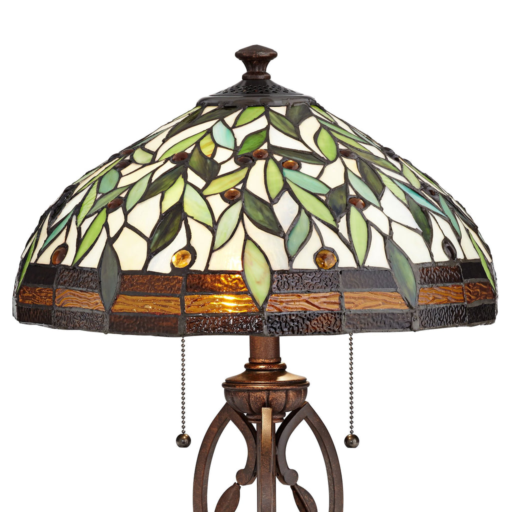 Robert Louis Tiffany Traditional Table Lamp 26" High Bronze Leaf and Vine Glass Shade for Living Room Family Bedroom Bedside Nightstand
