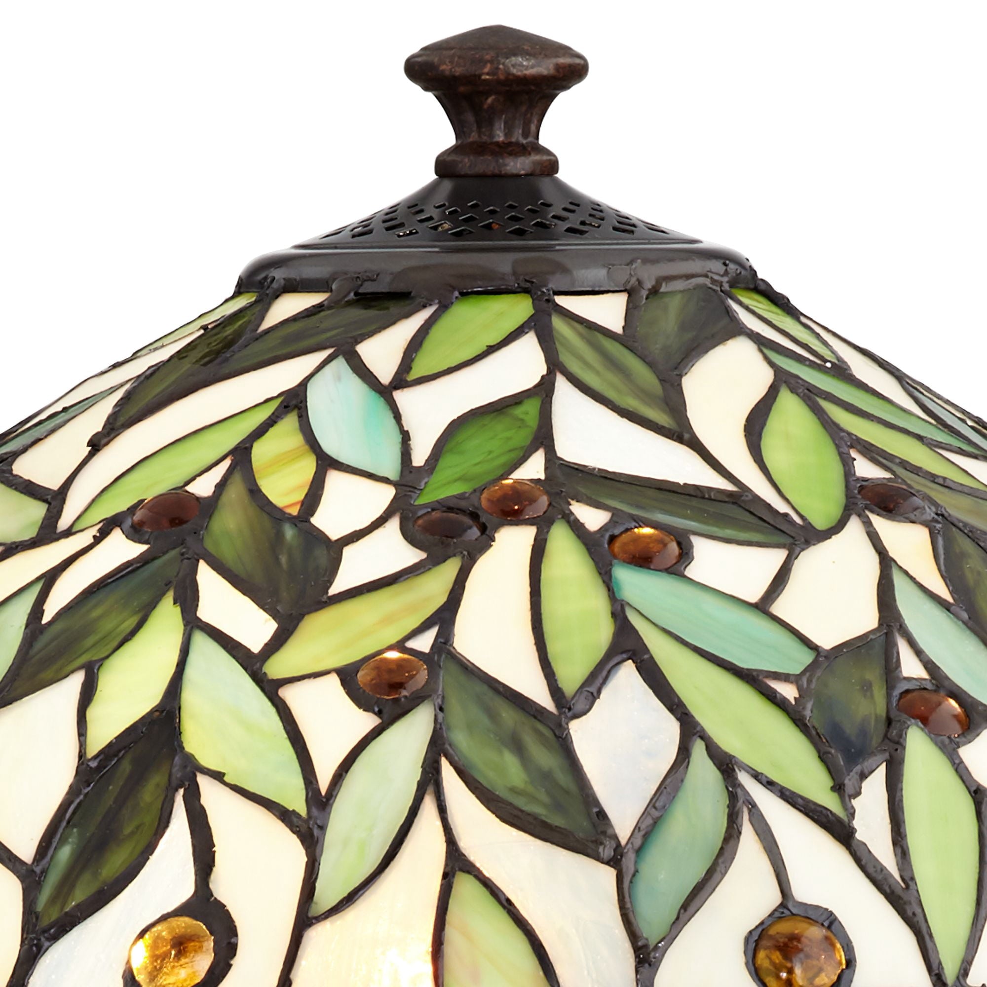 Robert Louis Tiffany Traditional Table Lamp 26" High Bronze Leaf and Vine Glass Shade for Living Room Family Bedroom Bedside Nightstand