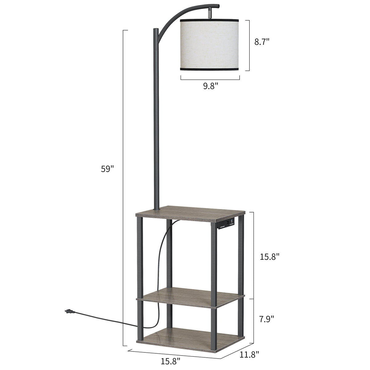 Cozylumi™ Floor Lamp with Table Lamps for Living Room with Charging Station USB & AC
