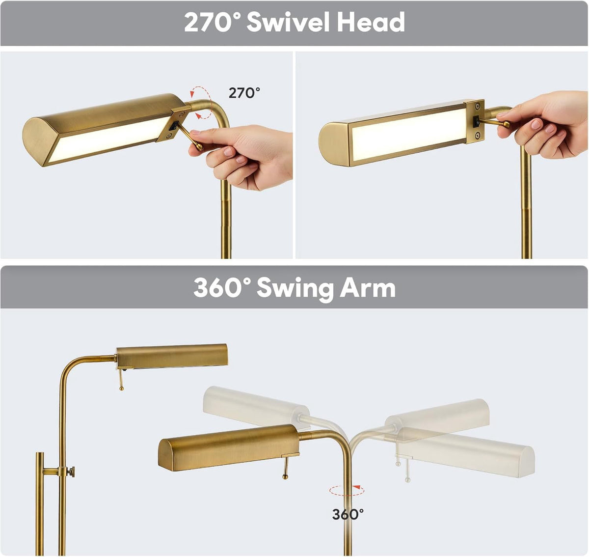 Cozylumi™ Lumadin 52?/72? Modern Adjustable 1-Light Modern Adjustable Brass Floor Lamp