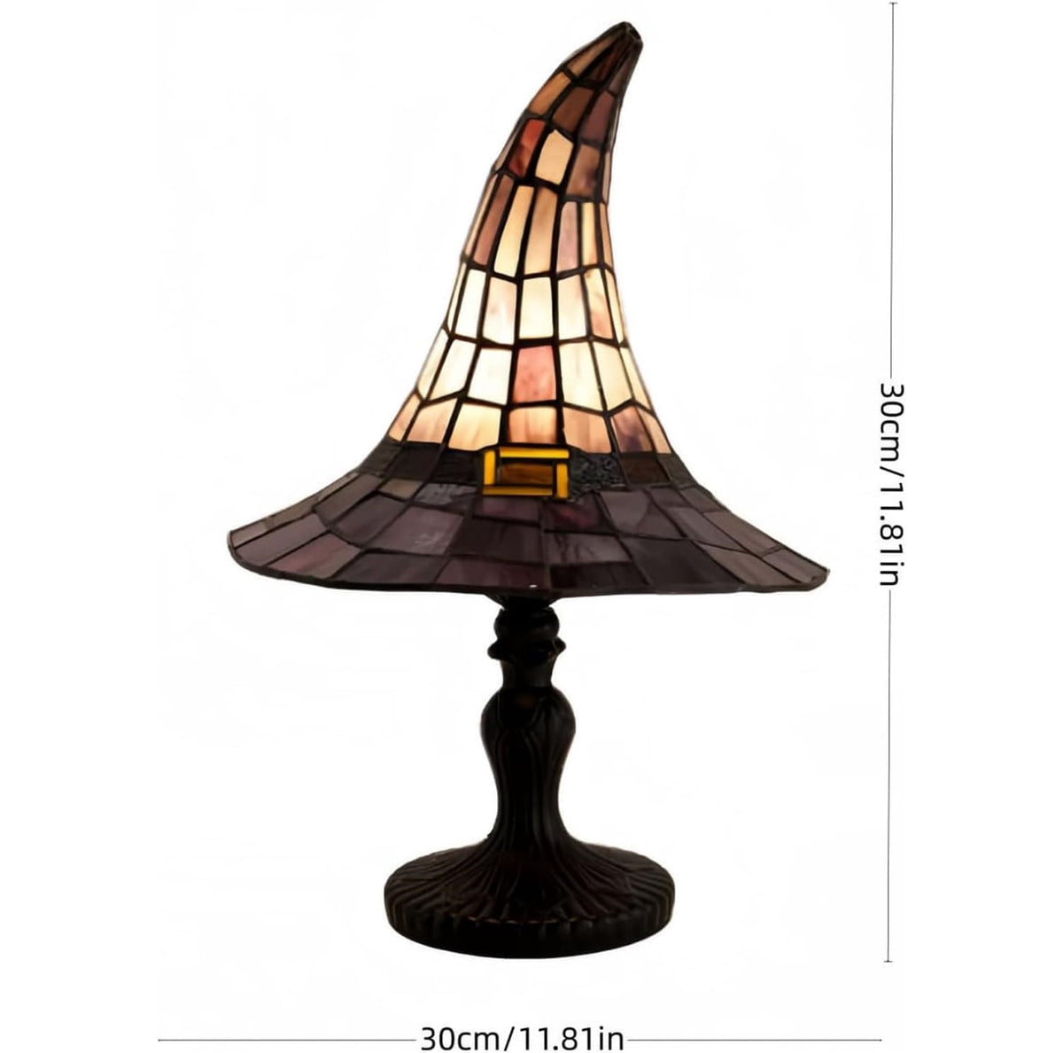 Stained Glass Witch Hat Lamp, Tiffany Style USB LED Night Light for Halloween Party & Witchy Home Decor,Amber,11.81 in