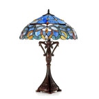 18 Inch Victorian Design Tiffany Style Glass Table Lamp, Multicolor