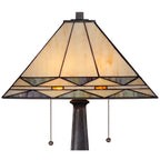 Robert Louis Tiffany Art Deco Accent Table Lamp 21.5" High Mission Bronze Stained Glass Shade for Living Room Family Bedroom Bedside Office
