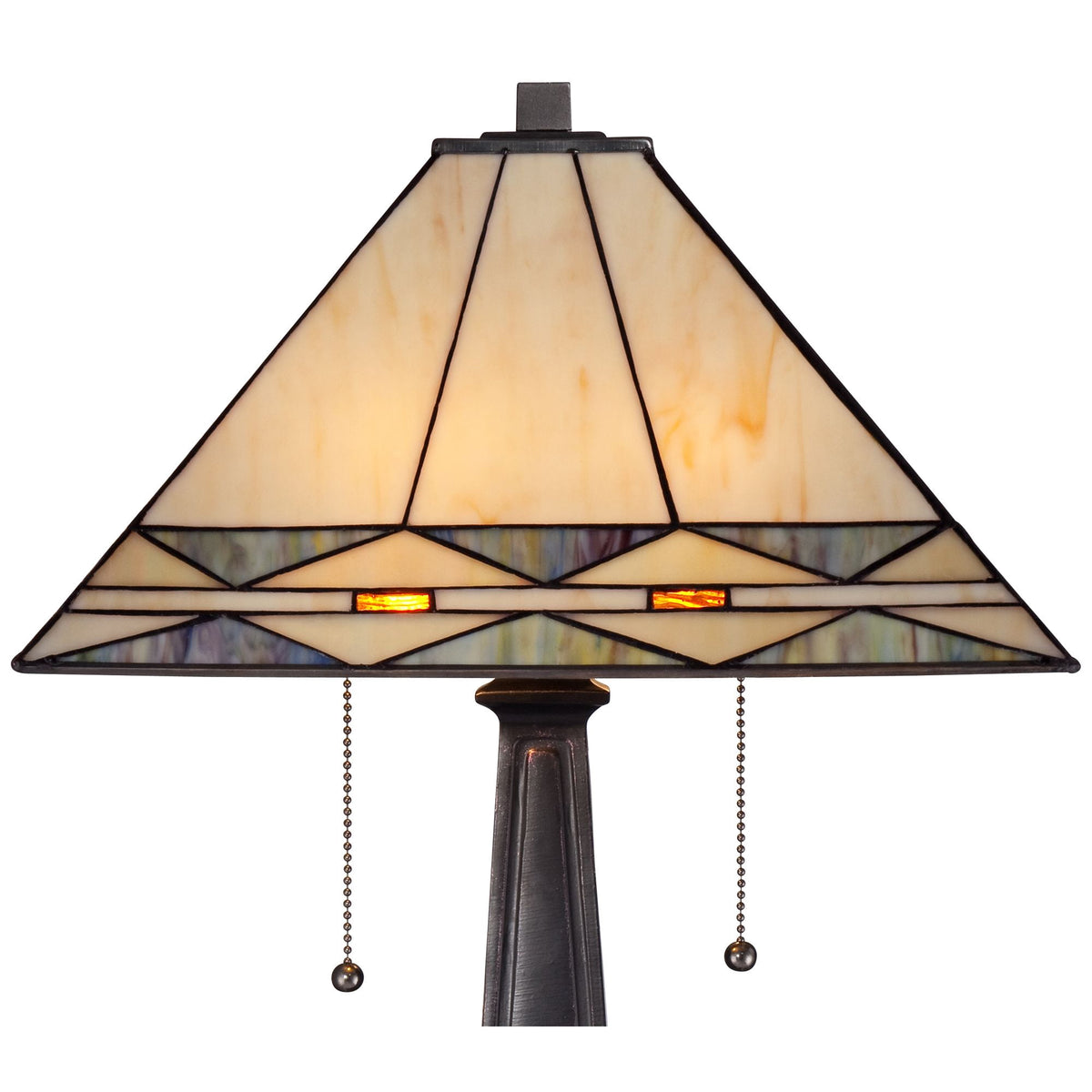 Robert Louis Tiffany Art Deco Accent Table Lamp 21.5" High Mission Bronze Stained Glass Shade for Living Room Family Bedroom Bedside Office